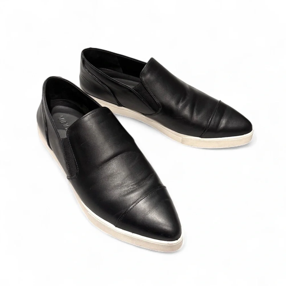 VINCE Black Leather Slip-On Sneakers – Women’s Size 9 (EU 39)